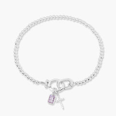 Kralenarmband met geboortesteen en kruisje