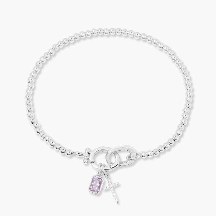 Kralenarmband met geboortesteen en kruisje