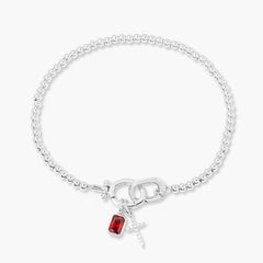 Kralenarmband met geboortesteen en kruisje