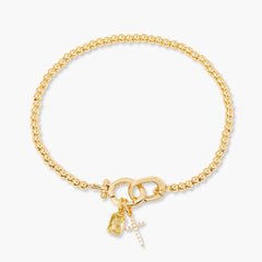 Kralenarmband met geboortesteen en kruisje