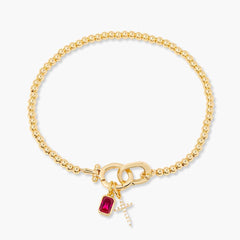 Kralenarmband met geboortesteen en kruisje