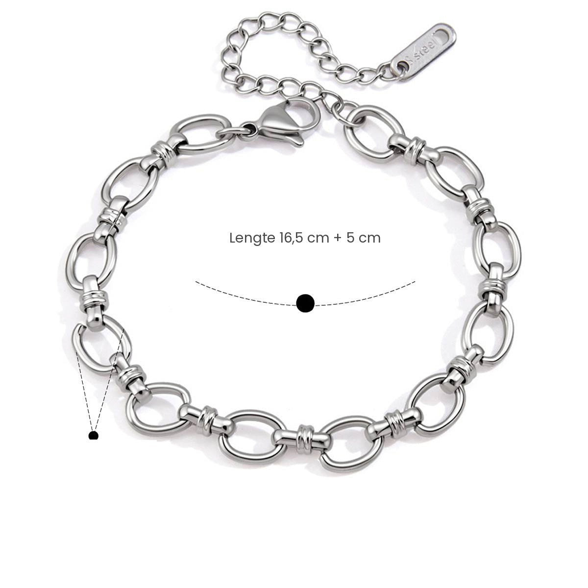 Zilveren schakelarmband of ketting