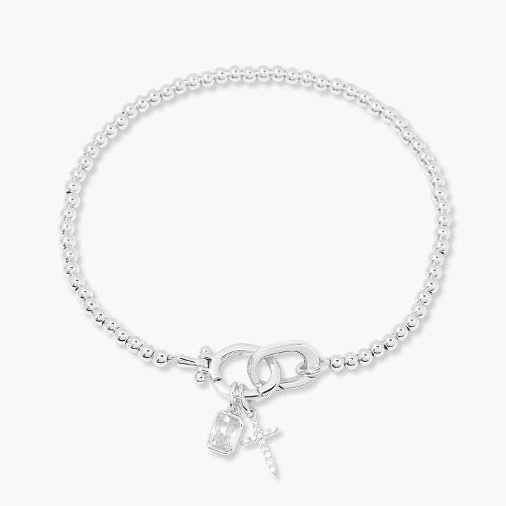 Kralenarmband met geboortesteen en kruisje