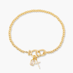 Kralenarmband met geboortesteen en kruisje