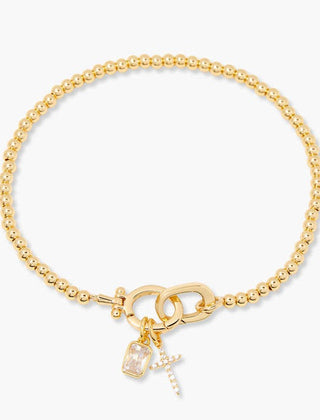 Kralenarmband met geboortesteen en kruisje