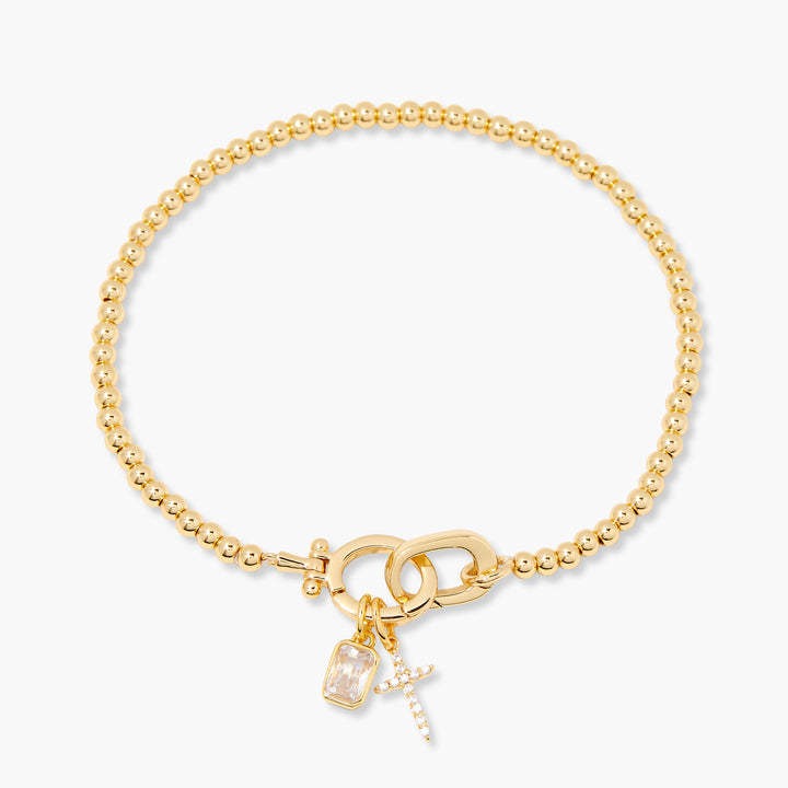 Kralenarmband met geboortesteen en kruisje