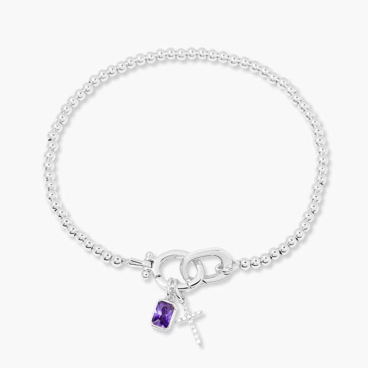 Kralenarmband met geboortesteen en kruisje
