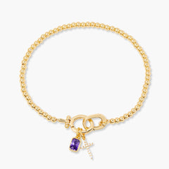 Kralenarmband met geboortesteen en kruisje