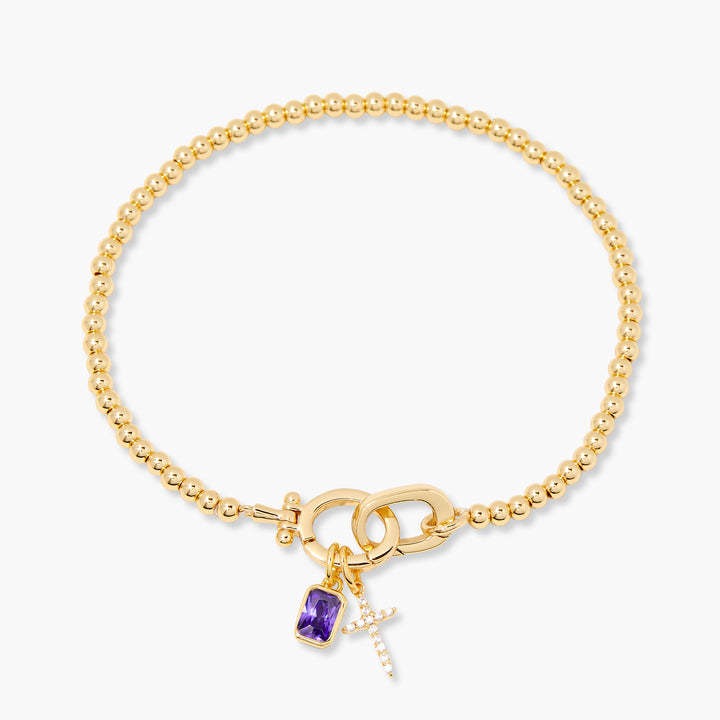 Kralenarmband met geboortesteen en kruisje