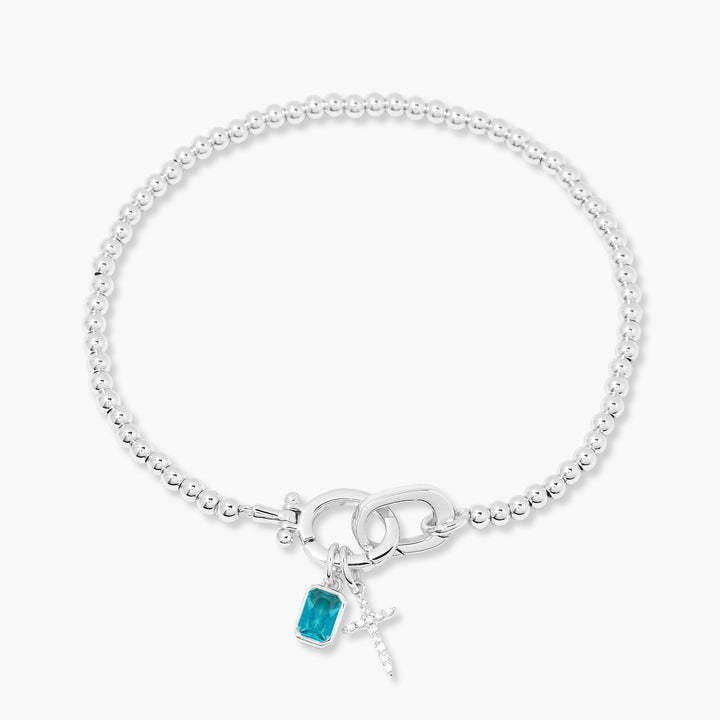 Kralenarmband met geboortesteen en kruisje