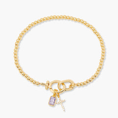 Kralenarmband met geboortesteen en kruisje