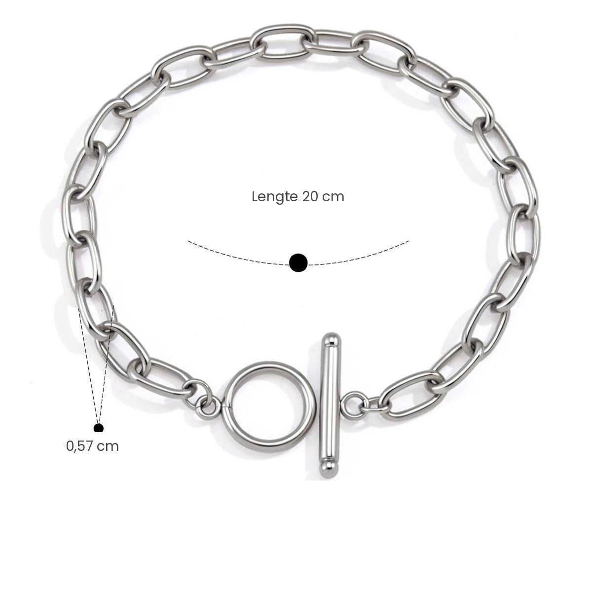 Zilveren schakelarmband of ketting