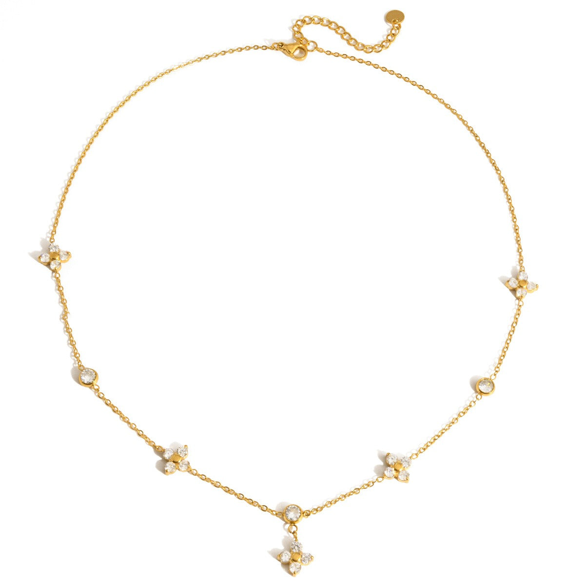 Gouden ketting met klavertjes