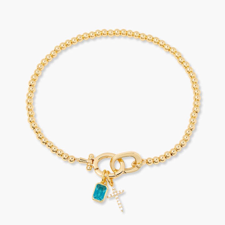 Kralenarmband met geboortesteen en kruisje