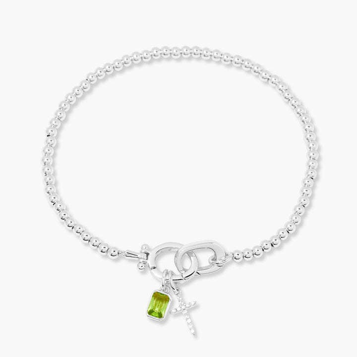Kralenarmband met geboortesteen en kruisje