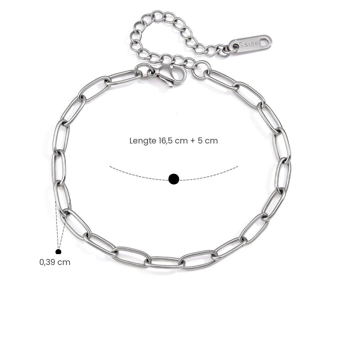 Zilveren schakelarmband of ketting