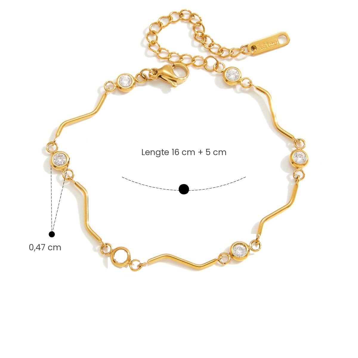 Schakelarmband met zirkonia