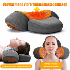 Verwarmend nekmassagekussen met vibratie, gebruikt onder de nek en om de schouders
