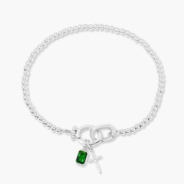 Kralenarmband met geboortesteen en kruisje