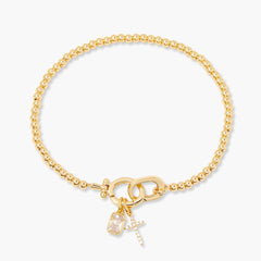 Kralenarmband met geboortesteen en kruisje