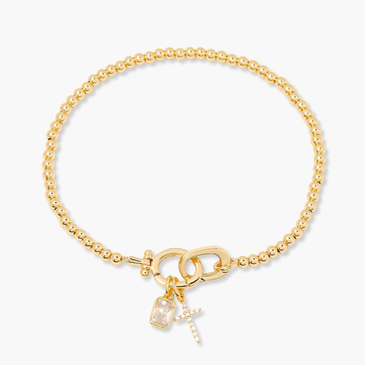 Kralenarmband met geboortesteen en kruisje