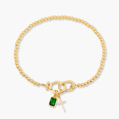 Kralenarmband met geboortesteen en kruisje
