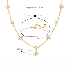 Gouden ketting met klavertjes