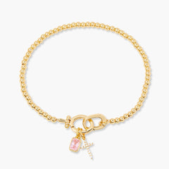 Kralenarmband met geboortesteen en kruisje