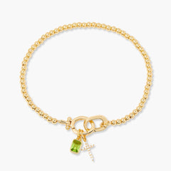 Kralenarmband met geboortesteen en kruisje