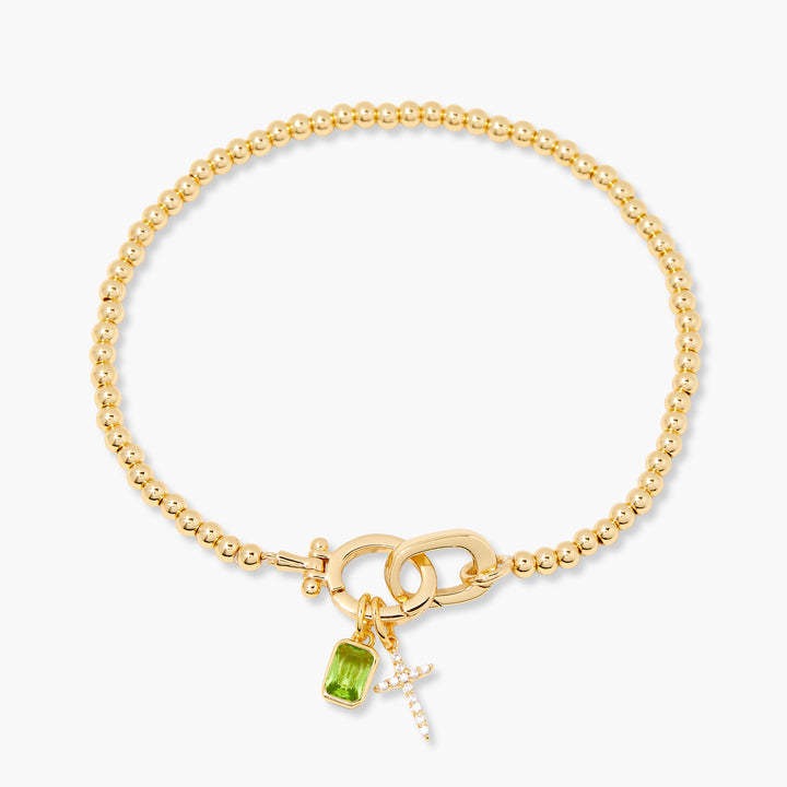 Kralenarmband met geboortesteen en kruisje