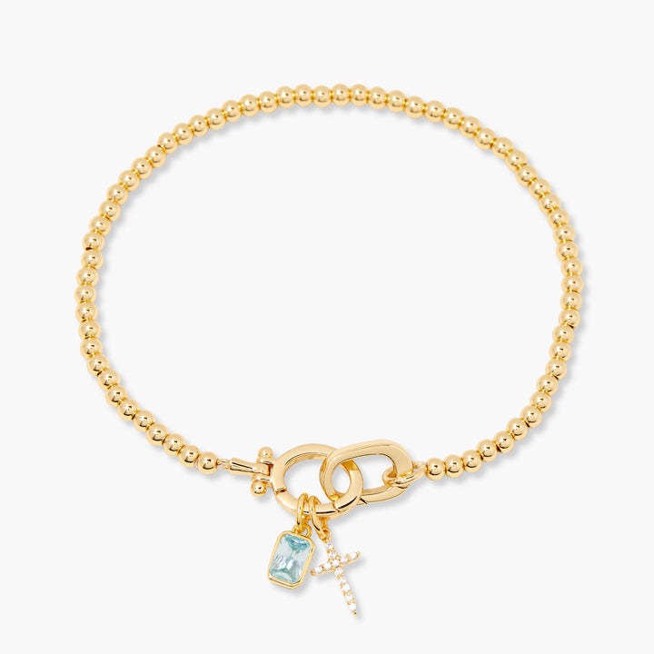Kralenarmband met geboortesteen en kruisje