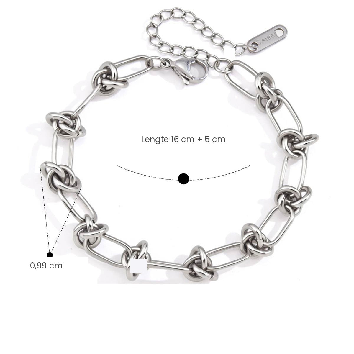 Zilveren schakelarmband of ketting